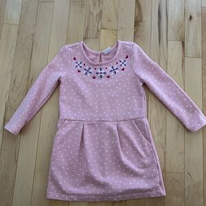 ✨4/$16✨Gymboree Pink and White Polka Dot Dress with Floral Accents